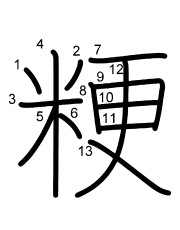 Thứ tự nét chữ 粳