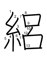 Thứ tự nét chữ 絽