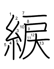Thứ tự nét chữ 綟
