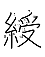 Thứ tự nét chữ 綬