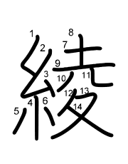 Thứ tự nét chữ 綾