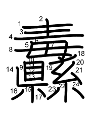 Thứ tự nét chữ 纛