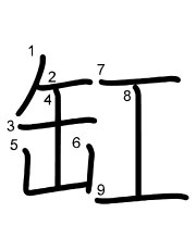 Thứ tự nét chữ 缸
