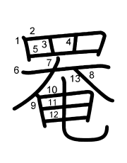 Thứ tự nét chữ 罨