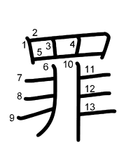 Thứ tự nét chữ 罪