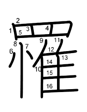 Thứ tự nét chữ 罹