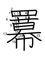 Thứ tự nét chữ 羃