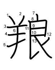 Thứ tự nét chữ 羪