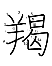 Thứ tự nét chữ 羯