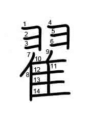 Thứ tự nét chữ 翟