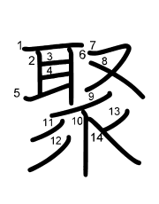Thứ tự nét chữ 聚
