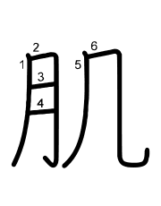 Thứ tự nét chữ 肌