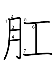 Thứ tự nét chữ 肛