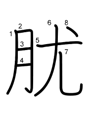 Thứ tự nét chữ 肬
