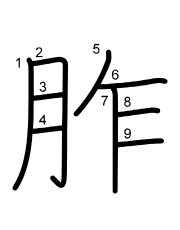 Thứ tự nét chữ 胙