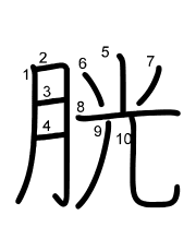 Thứ tự nét chữ 胱