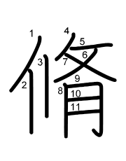 Thứ tự nét chữ 脩