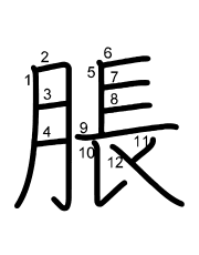 Thứ tự nét chữ 脹
