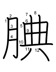 Thứ tự nét chữ 腆