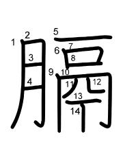 Thứ tự nét chữ 膈