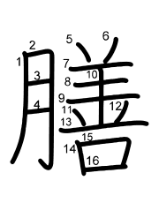 Thứ tự nét chữ 膳