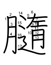 Thứ tự nét chữ 膸