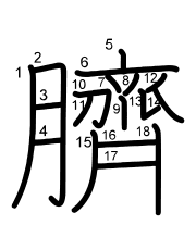 Thứ tự nét chữ 臍