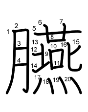 Thứ tự nét chữ 臙