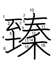 Thứ tự nét chữ 臻