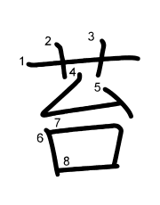 Thứ tự nét chữ 苔