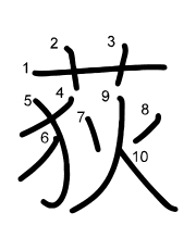 Thứ tự nét chữ 荻