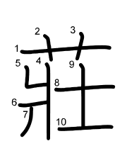 Thứ tự nét chữ 莊