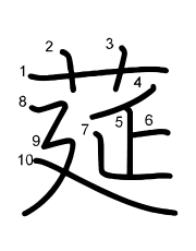 Thứ tự nét chữ 莚