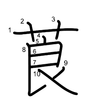Thứ tự nét chữ 莨