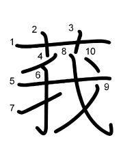 Thứ tự nét chữ 莪