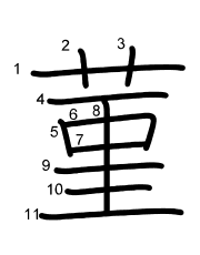Thứ tự nét chữ 菫