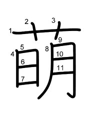 Thứ tự nét chữ 萌
