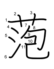 Thứ tự nét chữ 萢