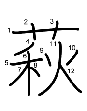 Thứ tự nét chữ 萩