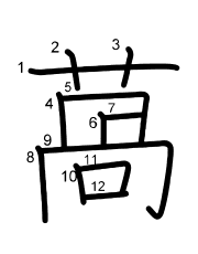 Thứ tự nét chữ 萵
