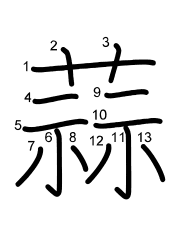 Thứ tự nét chữ 蒜