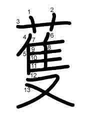 Thứ tự nét chữ 蒦