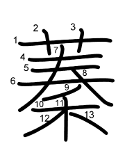 Thứ tự nét chữ 蓁