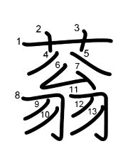 Thứ tự nét chữ 蓊