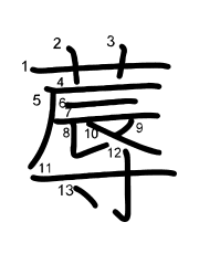 Thứ tự nét chữ 蓐