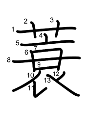 Thứ tự nét chữ 蓑