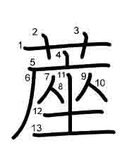 Thứ tự nét chữ 蓙