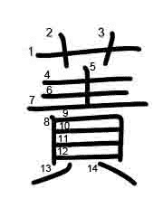 Thứ tự nét chữ 蔶