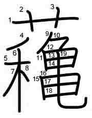 Thứ tự nét chữ 蘒