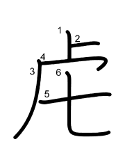Thứ tự nét chữ 虍